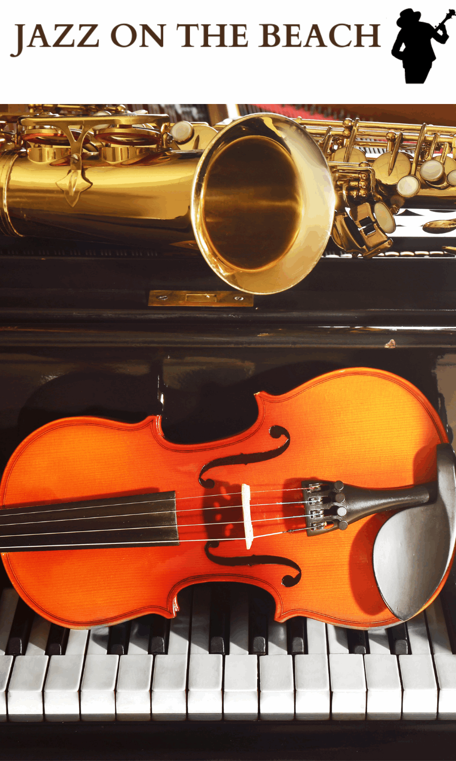 Picture of a violin, saxophone, and a piano